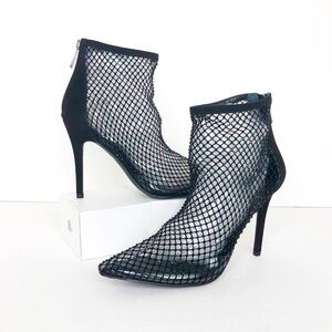 Charles David black mesh sequin ankle boots